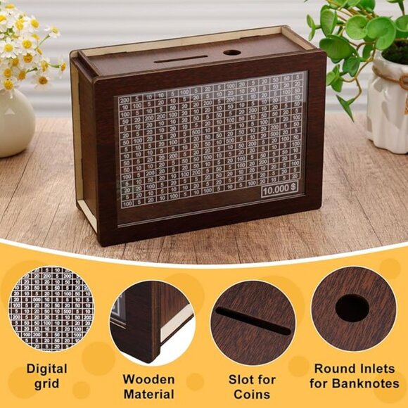 Cash Vault Wooden Savings Box | FREE in Bundle - Picture 1 of 3